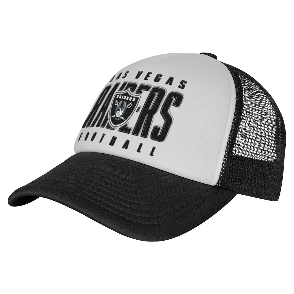 Las Vegas Raiders Youth Essentials Trucker Adjustable Hat White/Black