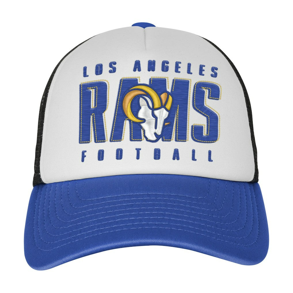 Los Angeles Rams Youth Essentials Trucker Adjustable Hat White/Royal