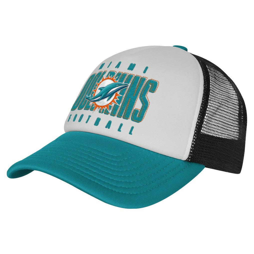 Miami Dolphins Youth Essentials Trucker Adjustable Hat White/Aqua
