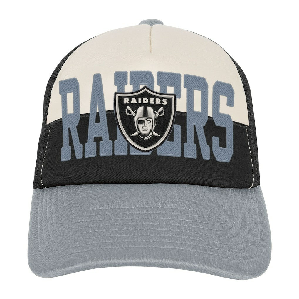 Las Vegas Raiders Youth Modern Fan Trucker Adjustable Hat White/Silver