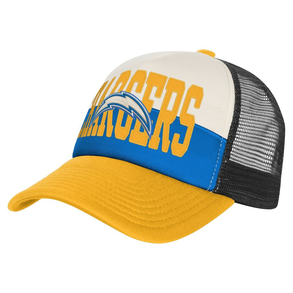 Los Angeles Chargers Youth Modern Fan Trucker Adjustable Hat White/Gold