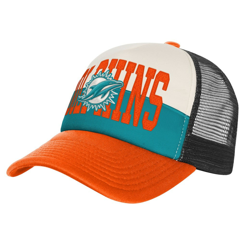 Miami Dolphins Youth Modern Fan Trucker Adjustable Hat White/Orange