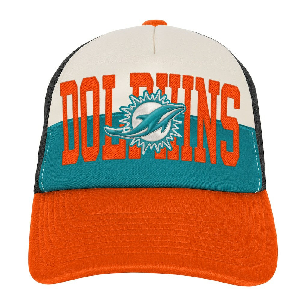 Miami Dolphins Youth Modern Fan Trucker Adjustable Hat White/Orange