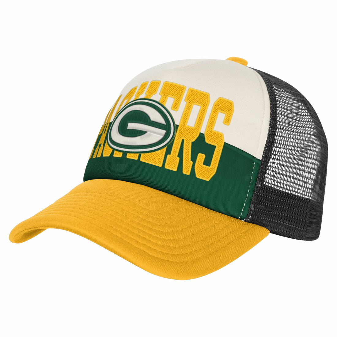 Green Bay Packers Youth Modern Fan Trucker Adjustable Hat White/Gold