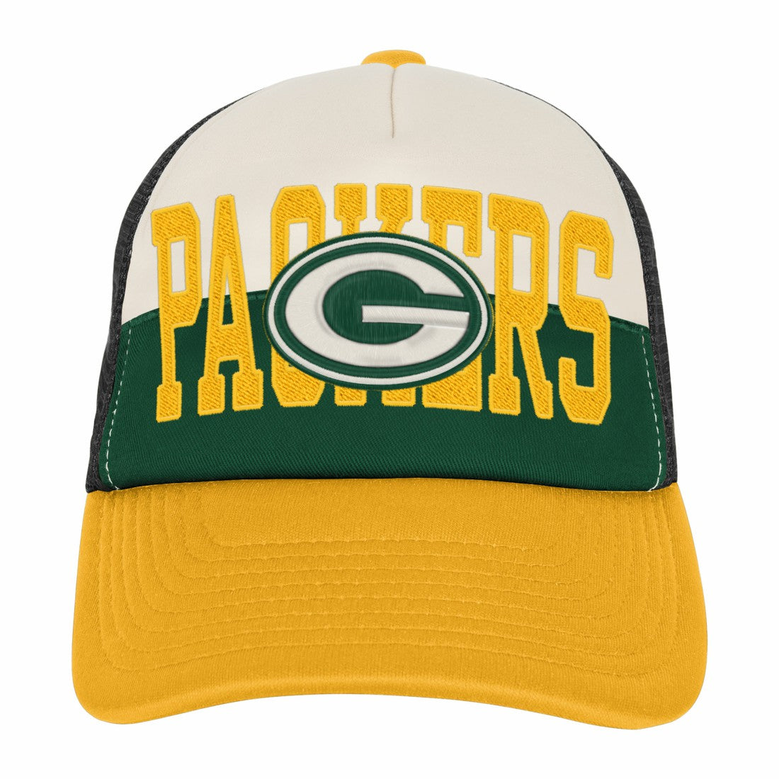 Green Bay Packers Youth Modern Fan Trucker Adjustable Hat White/Gold