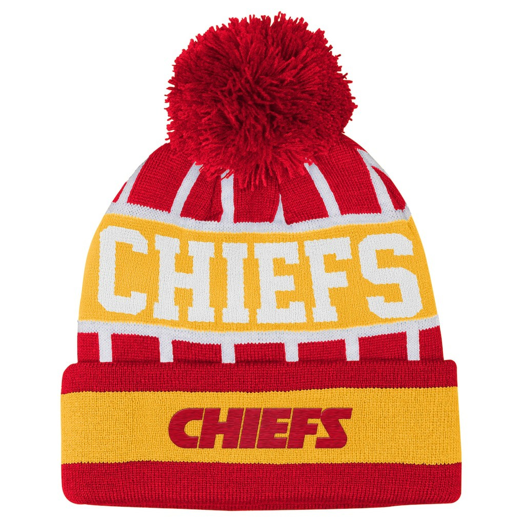 Kansas City Chiefs Outerstuff Youth Go Fast Cuffed Knit Hat with Pom Red