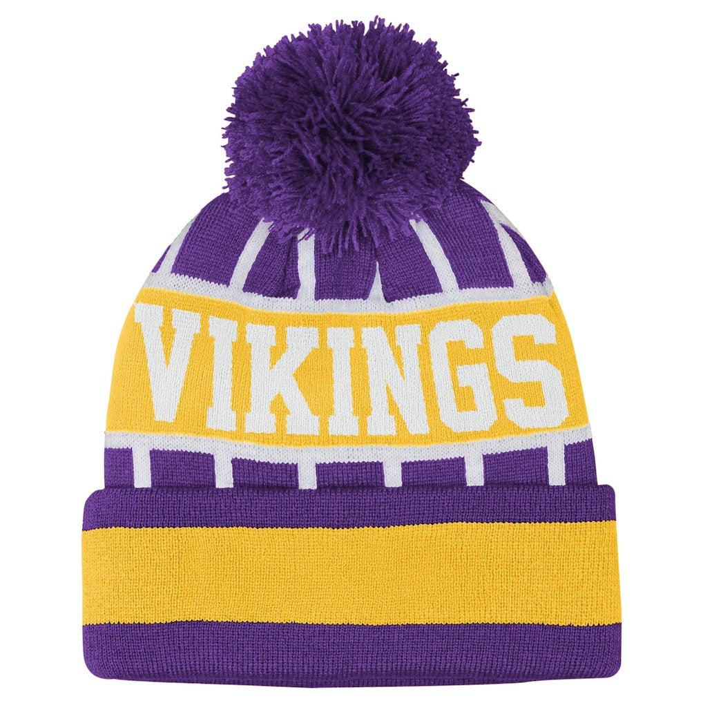 Minnesota Vikings Outerstuff Youth Go Fast Cuffed Knit Hat with Pom Purple
