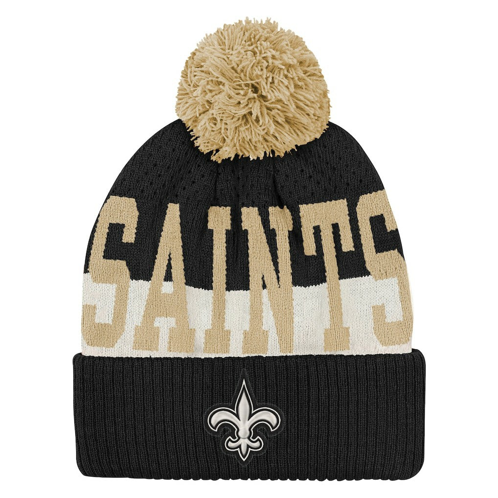New Orleans Saints Outerstuff Youth Modern Fan Cuffed Knit Hat with Pom Black