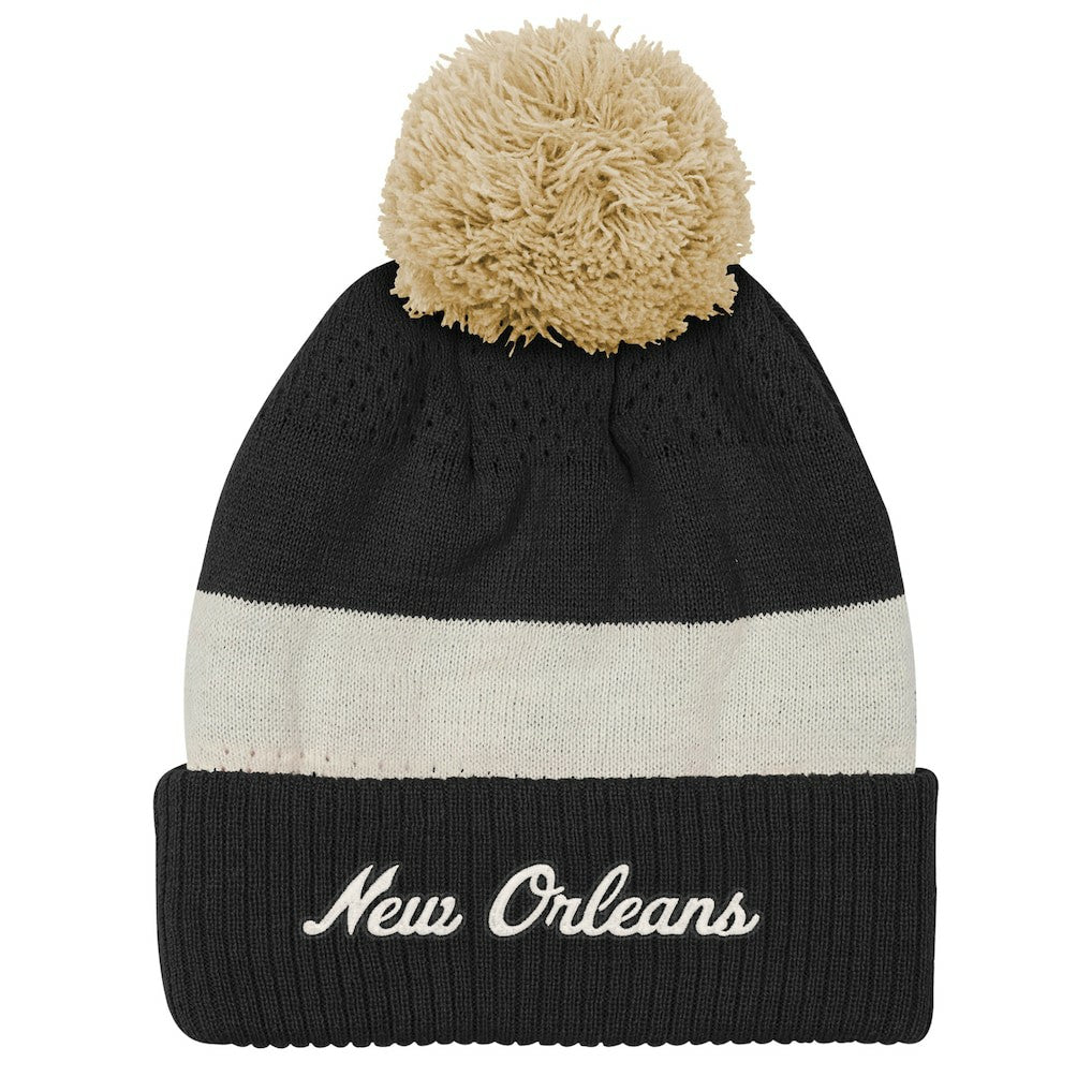 New Orleans Saints Outerstuff Youth Modern Fan Cuffed Knit Hat with Pom Black