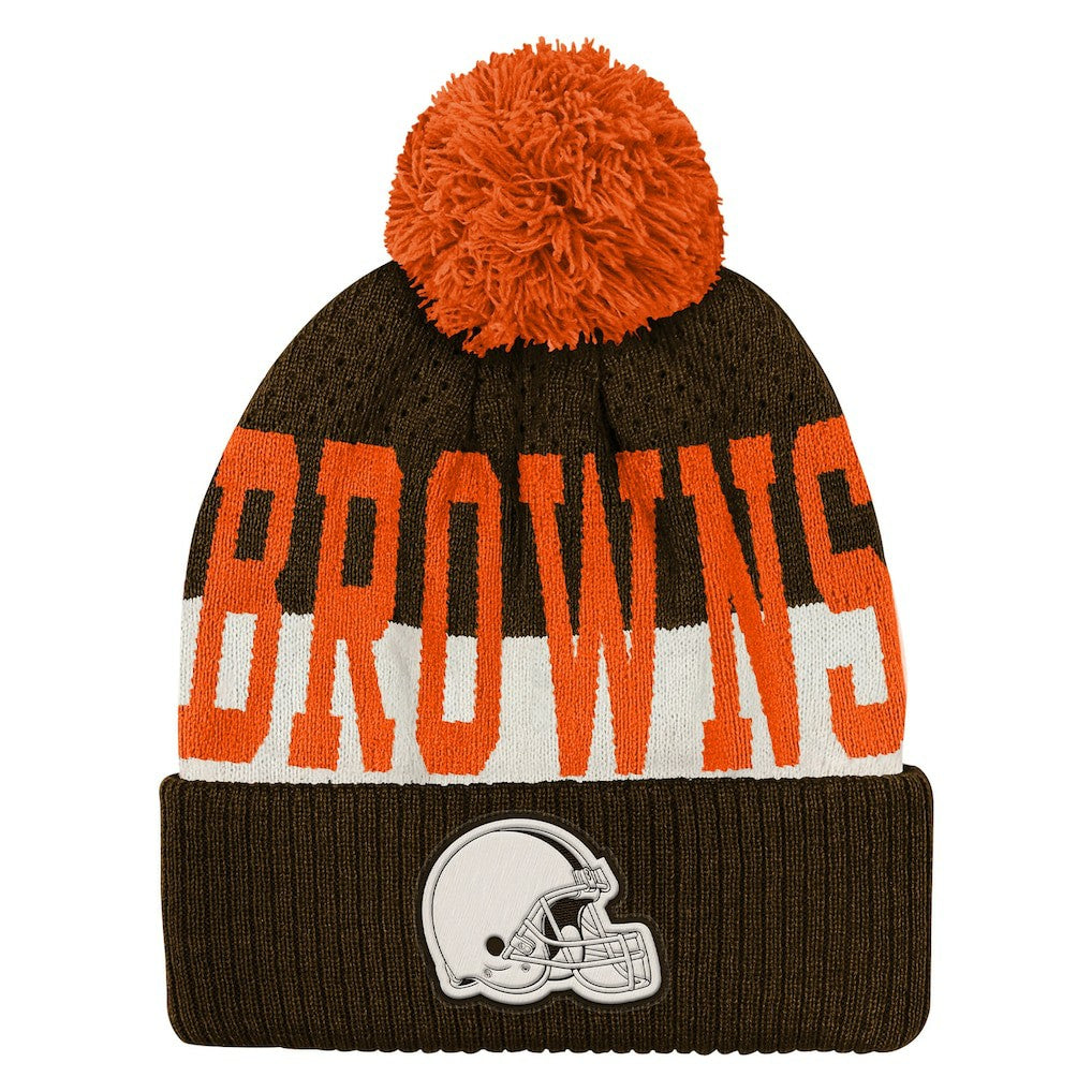 Cleveland Browns Outerstuff Youth Modern Fan Cuffed Knit Hat with Pom Brown