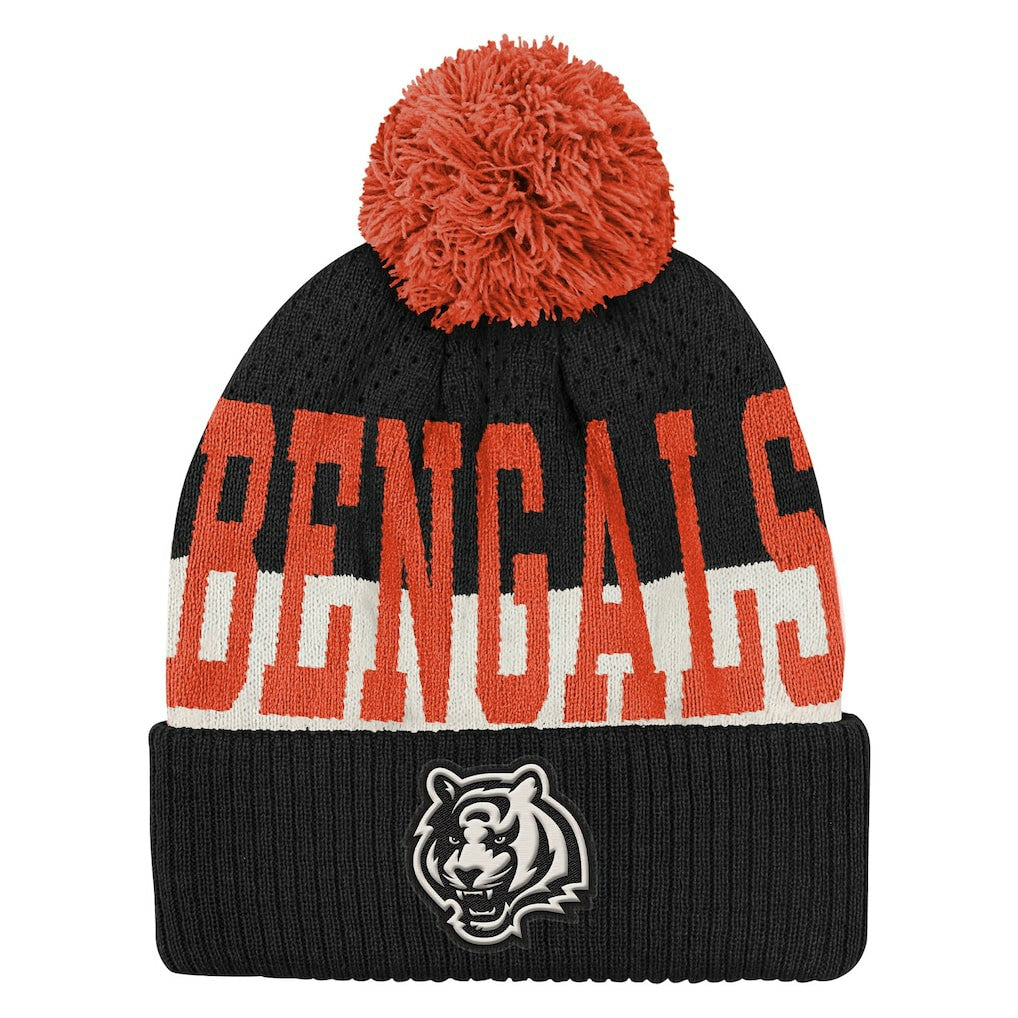 Cincinnati Bengals Outerstuff Youth Modern Fan Cuffed Knit Hat with Pom Black