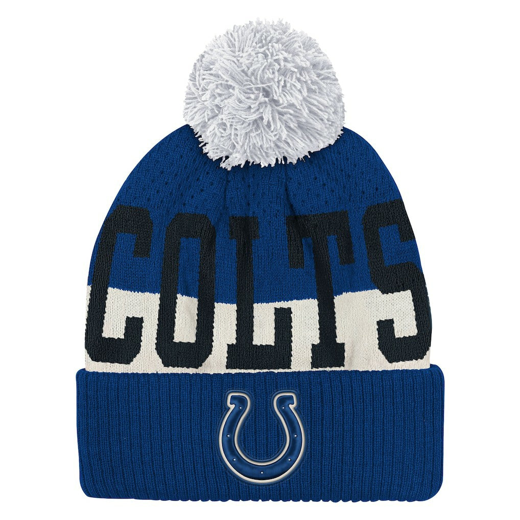 Indianapolis Colts Outerstuff Youth Modern Fan Cuffed Knit Hat with Pom Royal