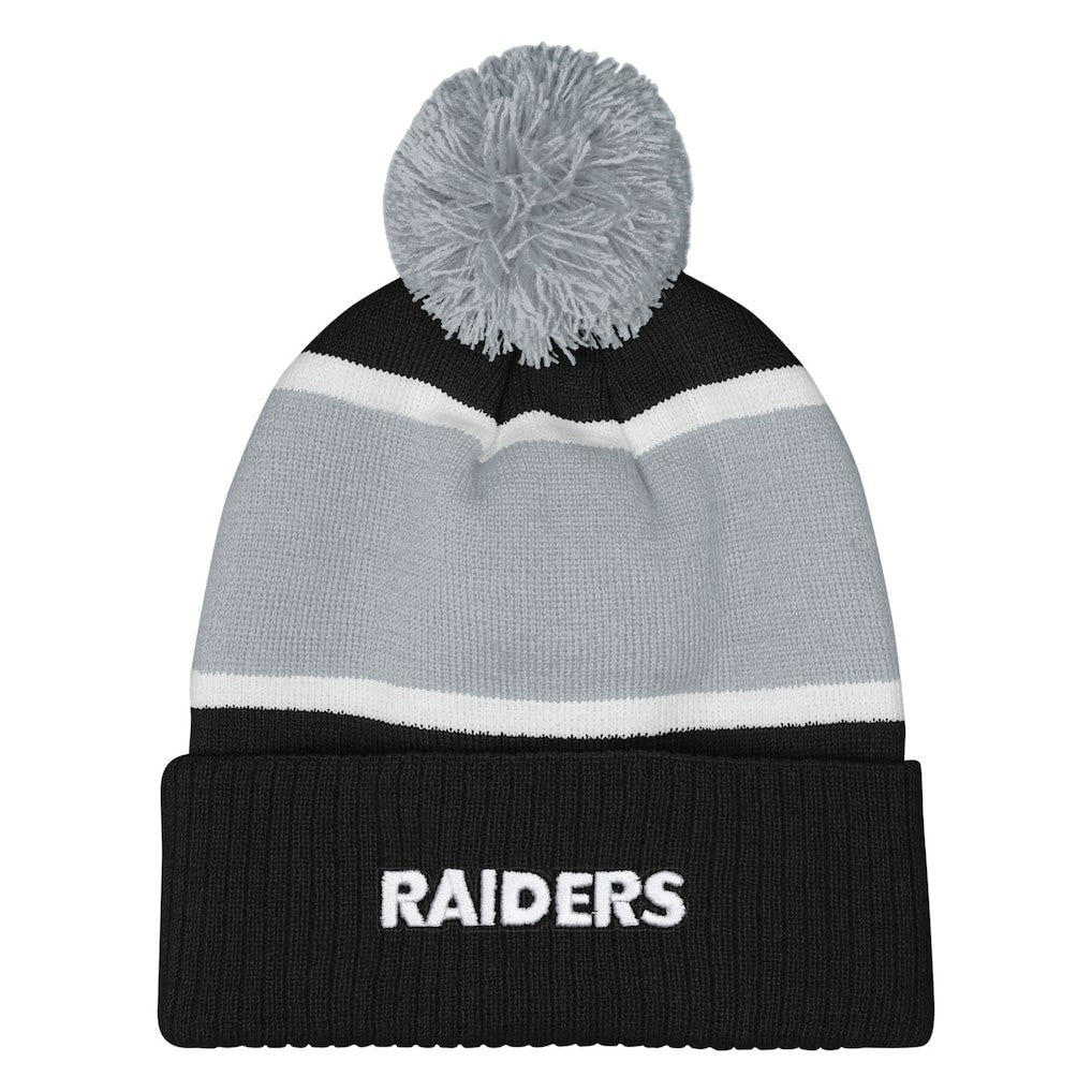Las Vegas Raiders Outerstuff Girls Let's Play Cuffed Knit Hat with Pom Black