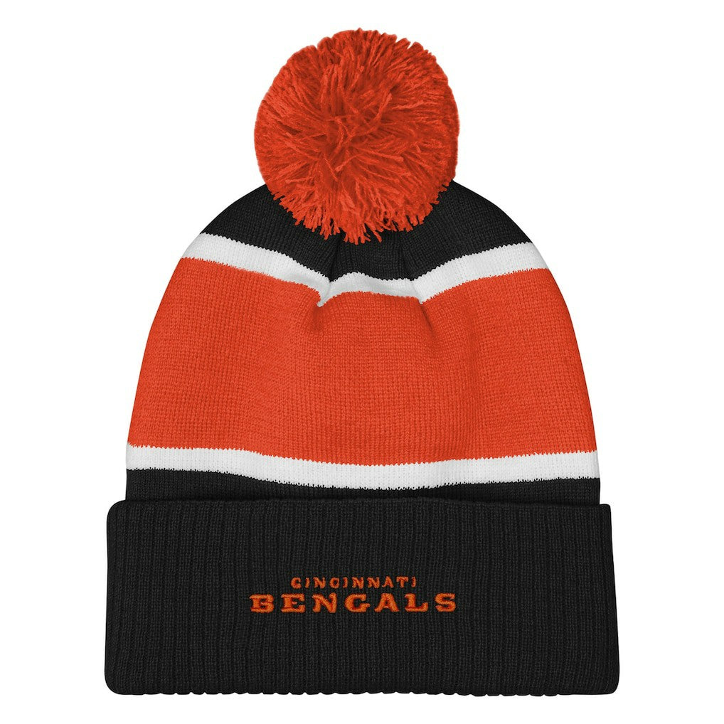 Cincinnati Bengals Outerstuff Girls Let's Play Cuffed Knit Hat with Pom Black
