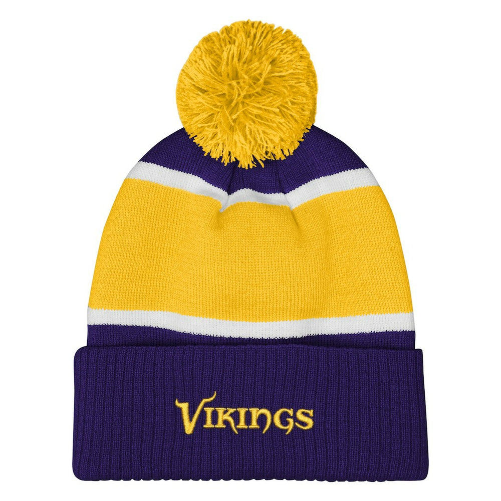 Minnesota Vikings Outerstuff Girls Let's Play Cuffed Knit Hat with Pom Purple