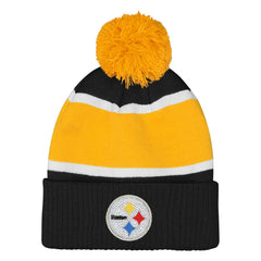 Pittsburgh Steelers Outerstuff Girls Let's Play Cuffed Knit Hat with Pom Black