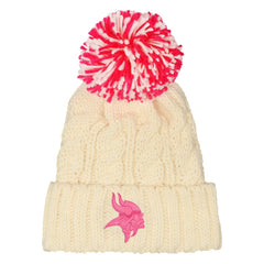 Minnesota Vikings Outerstuff Girls Cable Cuffed Knit Hat with Pom White