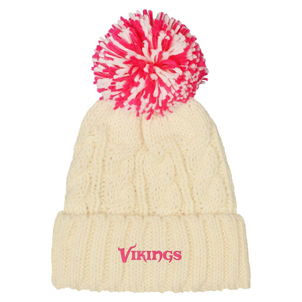 Minnesota Vikings Outerstuff Girls Cable Cuffed Knit Hat with Pom White