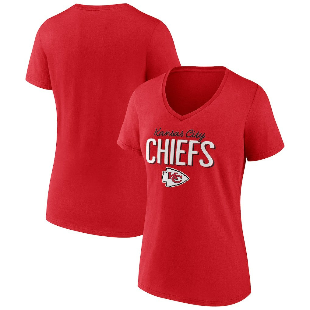 Kansas City Chiefs Women's Nostalgia V-Neck T-Shirt Red