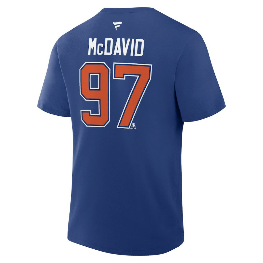 Connor McDavid Edmonton Oilers Fanatics Authentic Stack Name & Number T-Shirt - Royal - NHL 202539689
