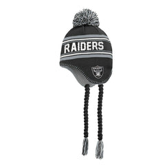 Las Vegas Raiders Outerstuff Youth Jacquard Tassel Knit Hat with Pom Black
