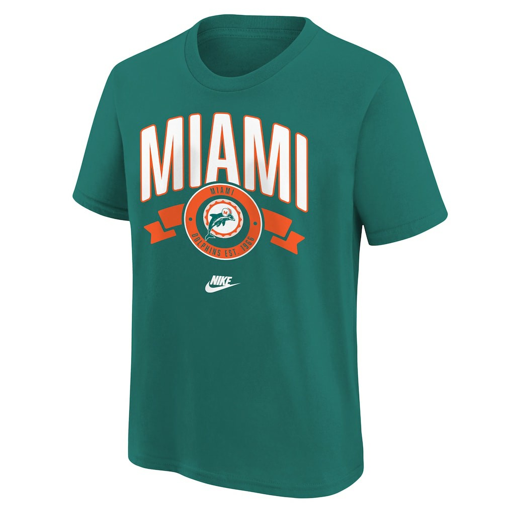 Nike Miami Dolphins Youth Rewind Front & Back Essential T-Shirt Aqua