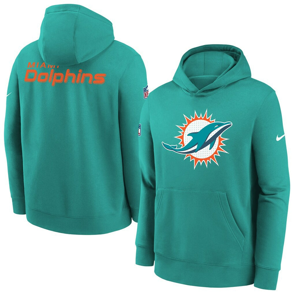 Nike Miami Dolphins Youth Sideline Club Fleece Hoodie Aqua