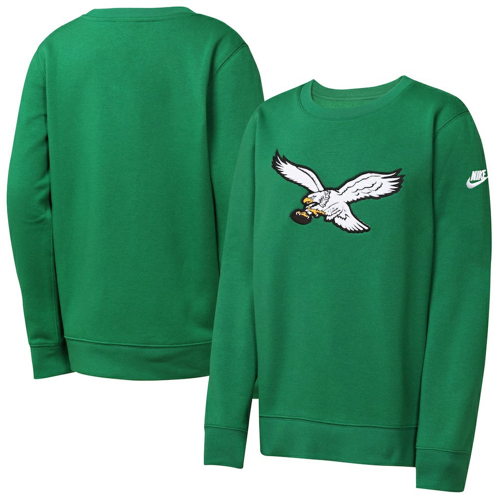 Nike Philadelphia Eagles Youth Rewind Essential Pullover Crewneck Sweatshirt Kelly Green