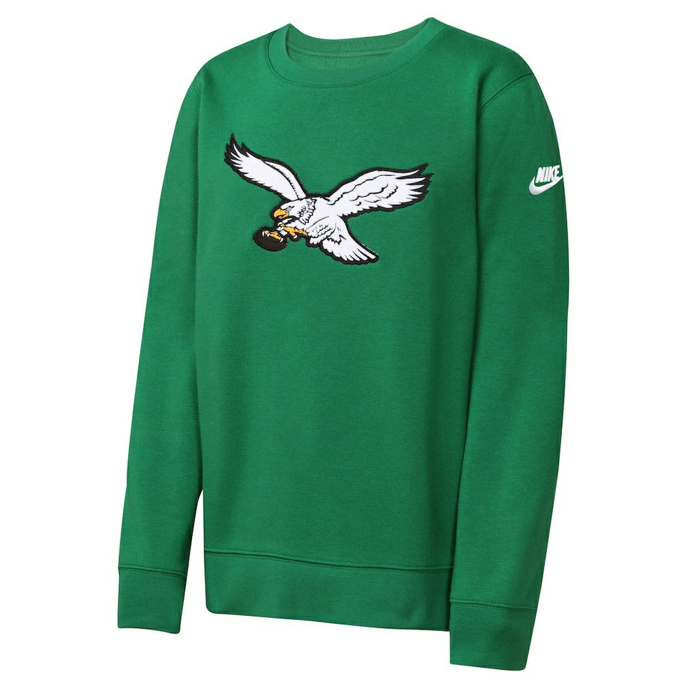Nike Philadelphia Eagles Youth Rewind Essential Pullover Crewneck Sweatshirt Kelly Green