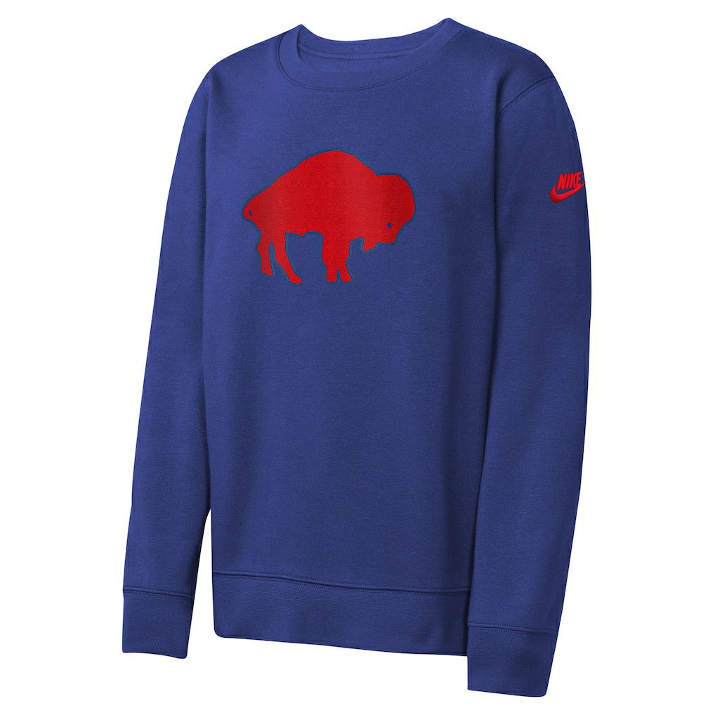 Nike Buffalo Bills Youth Rewind Essential Pullover Crewneck Sweatshirt Royal