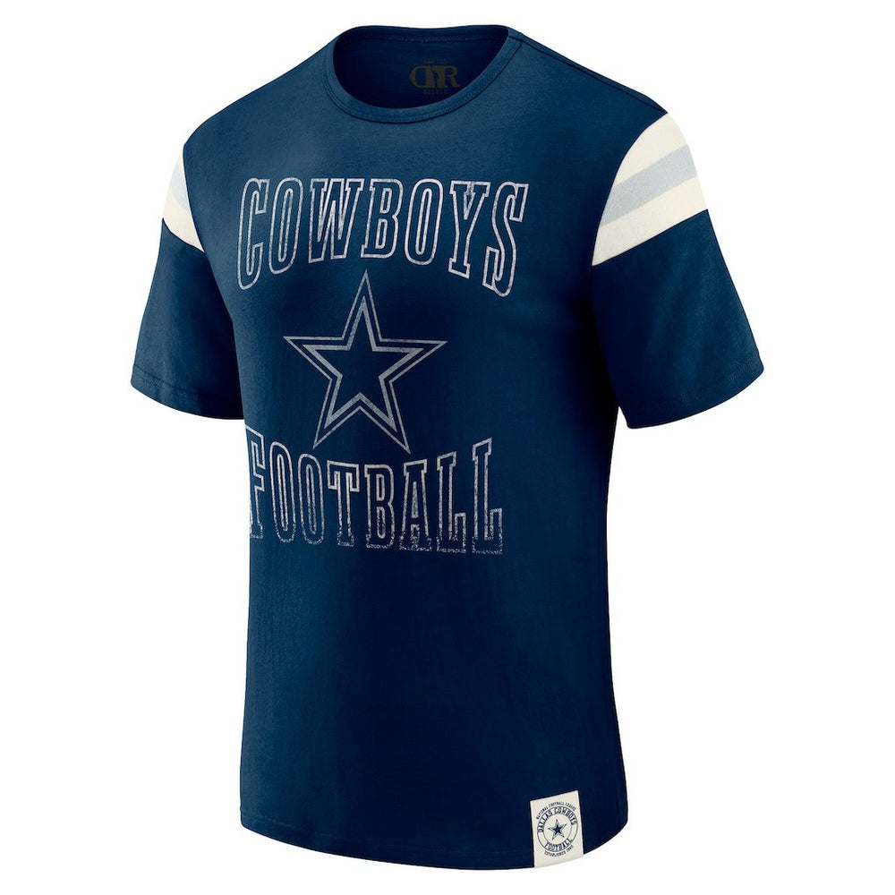 Fanatics Dallas Cowboys Darius Rucker Collection Distressed Throwback Shoulder Stripe T-Shirt Navy