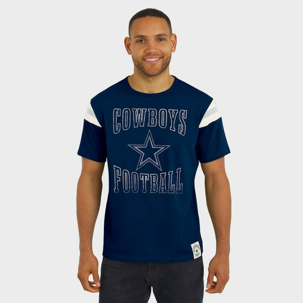 Fanatics Dallas Cowboys Darius Rucker Collection Distressed Throwback Shoulder Stripe T-Shirt Navy