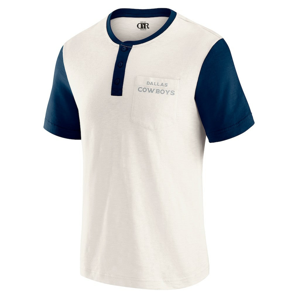 Fanatics Dallas Cowboys Darius Rucker Collection Henley Colorblock Slub Pocket T-Shirt Cream