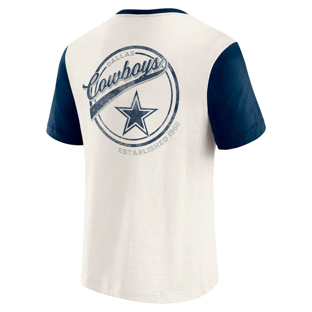Fanatics Dallas Cowboys Darius Rucker Collection Henley Colorblock Slub Pocket T-Shirt Cream