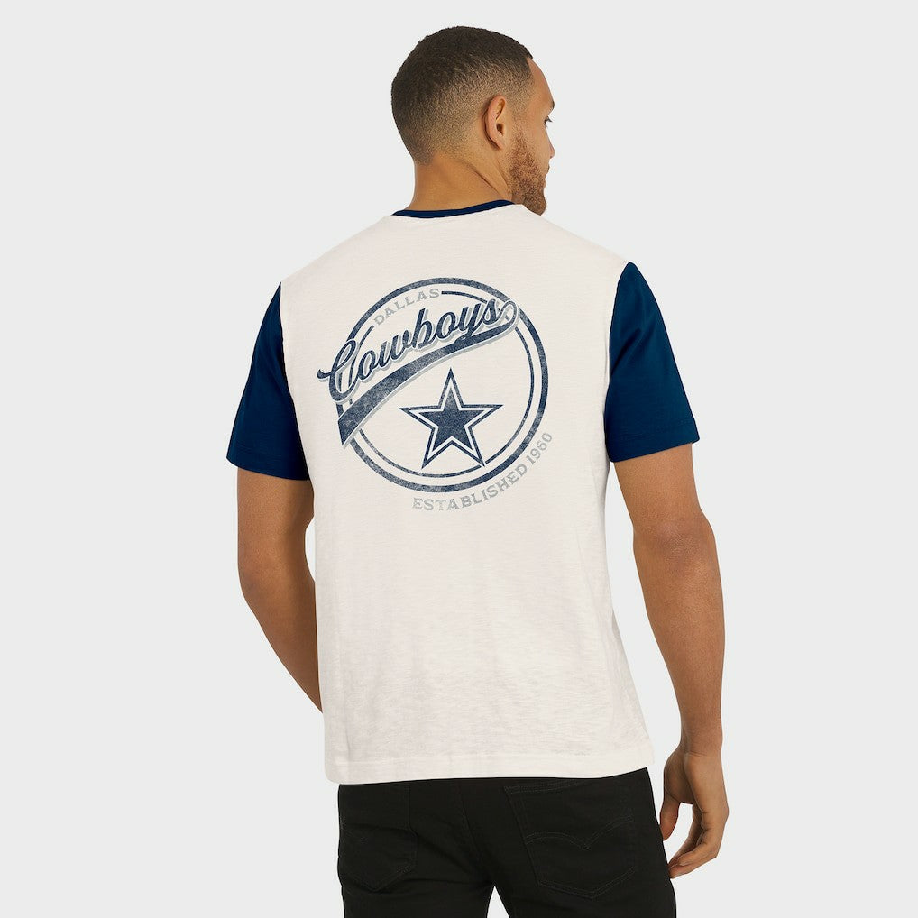 Fanatics Dallas Cowboys Darius Rucker Collection Henley Colorblock Slub Pocket T-Shirt Cream