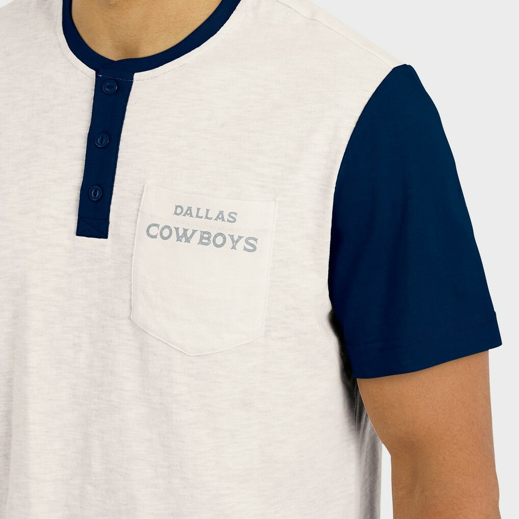 Fanatics Dallas Cowboys Darius Rucker Collection Henley Colorblock Slub Pocket T-Shirt Cream