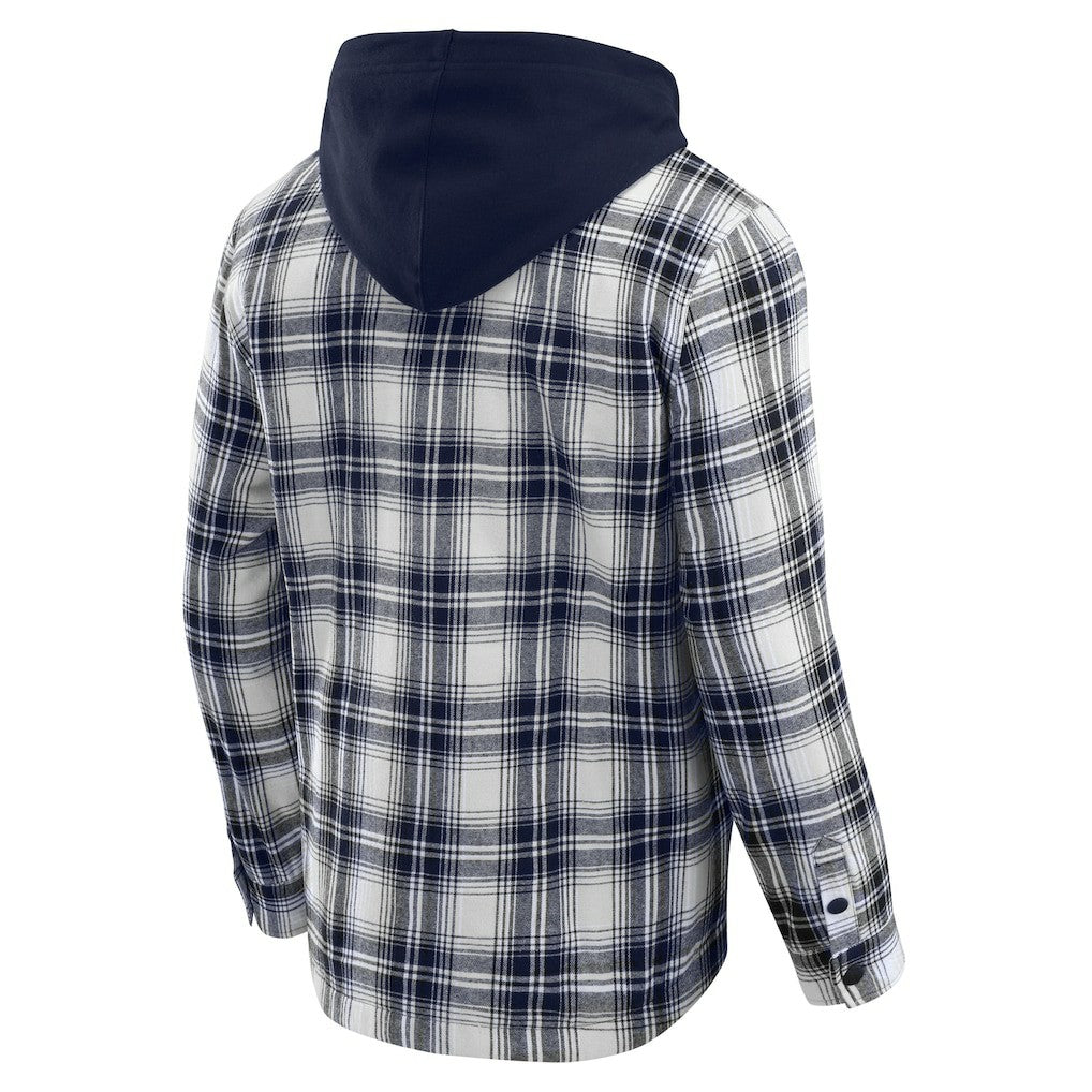 Fanatics Dallas Cowboys Darius Rucker Collection Plaid Flannel Quilted Full-Snap Hooded Shacket Navy