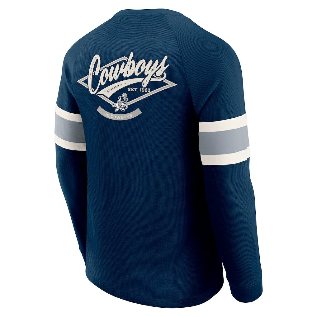 Fanatics Dallas Cowboys Darius Rucker Collection Waffle-Knit Raglan Long Sleeve Henley T-Shirt Navy