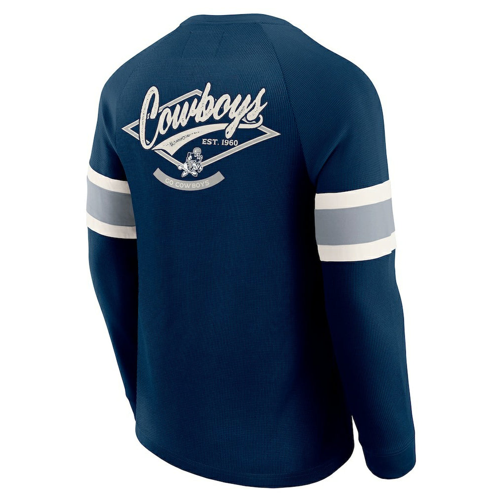 Fanatics Dallas Cowboys Darius Rucker Collection Waffle-Knit Raglan Long Sleeve Henley T-Shirt Navy