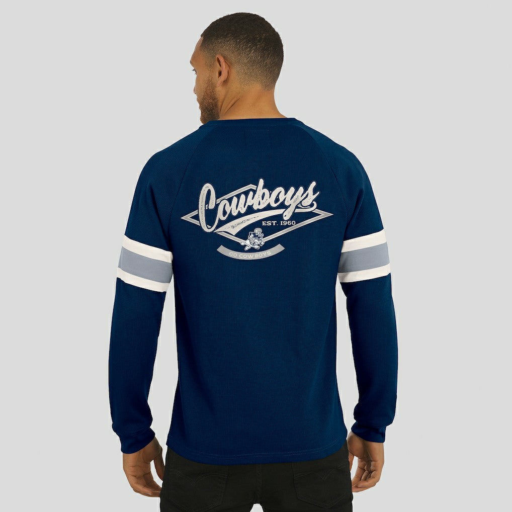 Fanatics Dallas Cowboys Darius Rucker Collection Waffle-Knit Raglan Long Sleeve Henley T-Shirt Navy