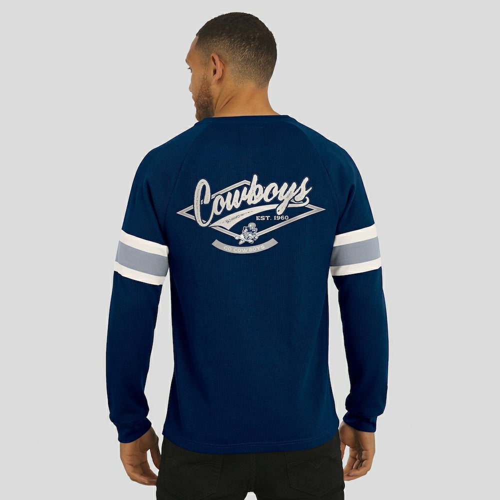 Fanatics Dallas Cowboys Darius Rucker Collection Waffle-Knit Raglan Long Sleeve Henley T-Shirt Navy