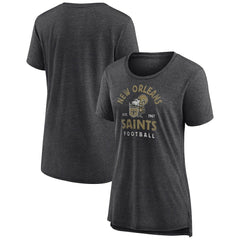 New Orleans Saints Women's Vintage Arch Tri-Blend T-Shirt Charcoal