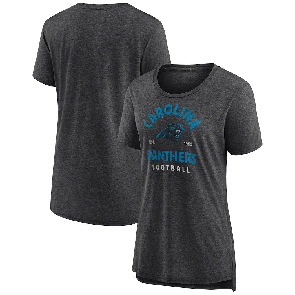 Carolina Panthers Women's Vintage Arch Tri-Blend T-Shirt Charcoal
