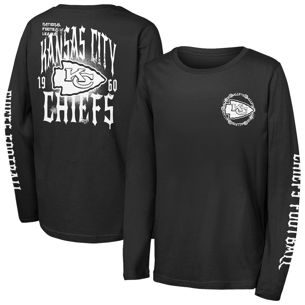 Kansas City Chiefs Outerstuff Youth Rumble Long Sleeve T-Shirt Black