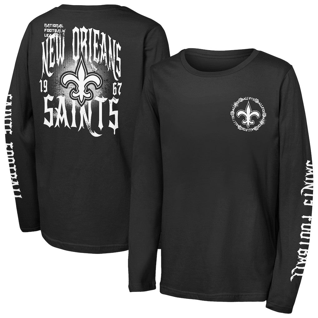 New Orleans Saints Outerstuff Youth Rumble Long Sleeve T-Shirt Black