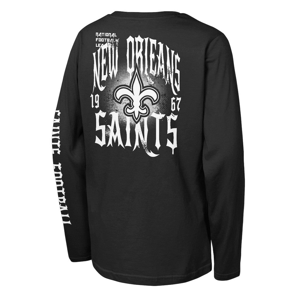 New Orleans Saints Outerstuff Youth Rumble Long Sleeve T-Shirt Black