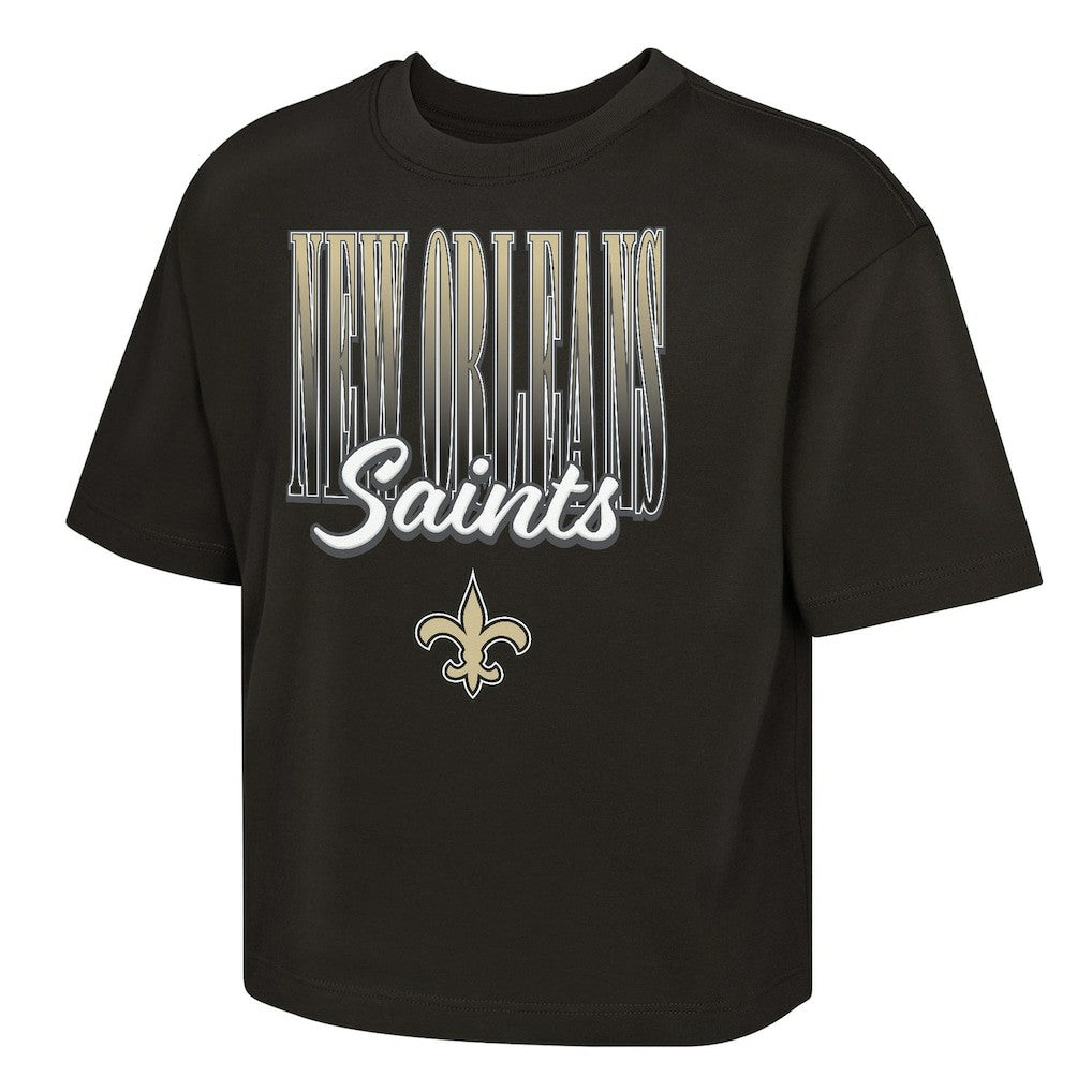 New Orleans Saints Outerstuff Girls Youth Big City Boxy T-Shirt Black