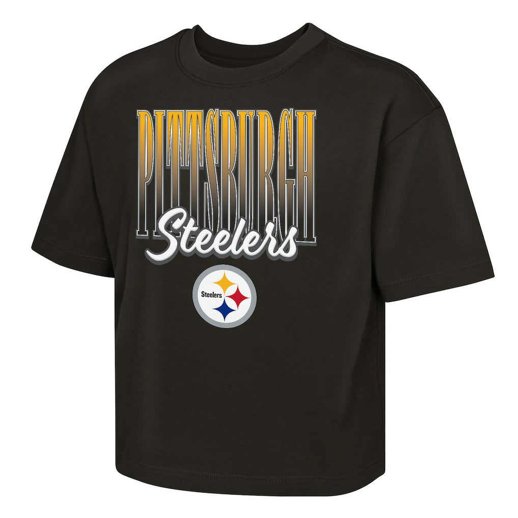 Pittsburgh Steelers Outerstuff Girls Youth Big City Boxy T-Shirt Black