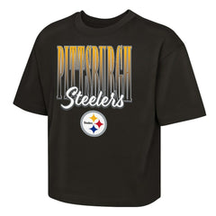 Pittsburgh Steelers Outerstuff Girls Youth Big City Boxy T-Shirt Black