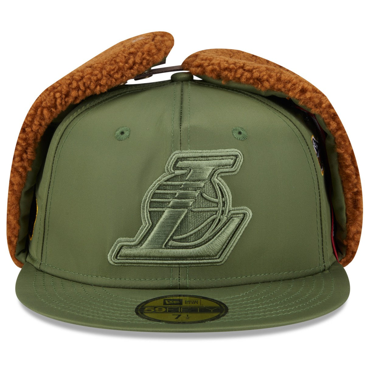 Los Angeles Lakers x Alpha Industries Dog Ear 59FIFTY Fitted Hat Olive | New Era for sale